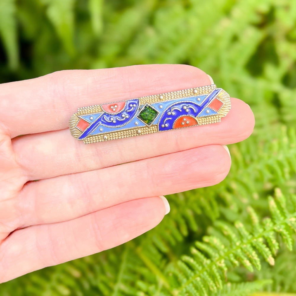 Art Deco 1930s German Vintage Enamel Bar Brooch